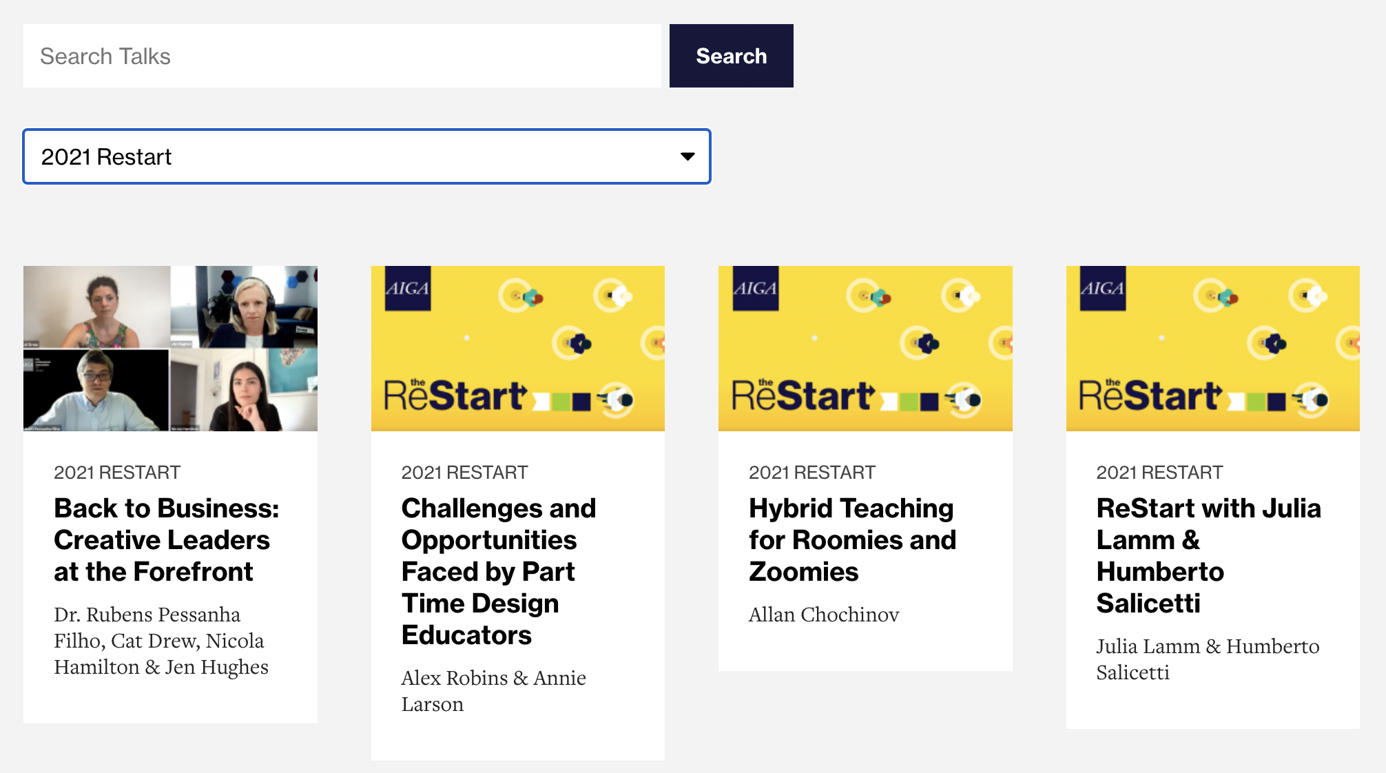 screenshot of 2001 talks aiga website