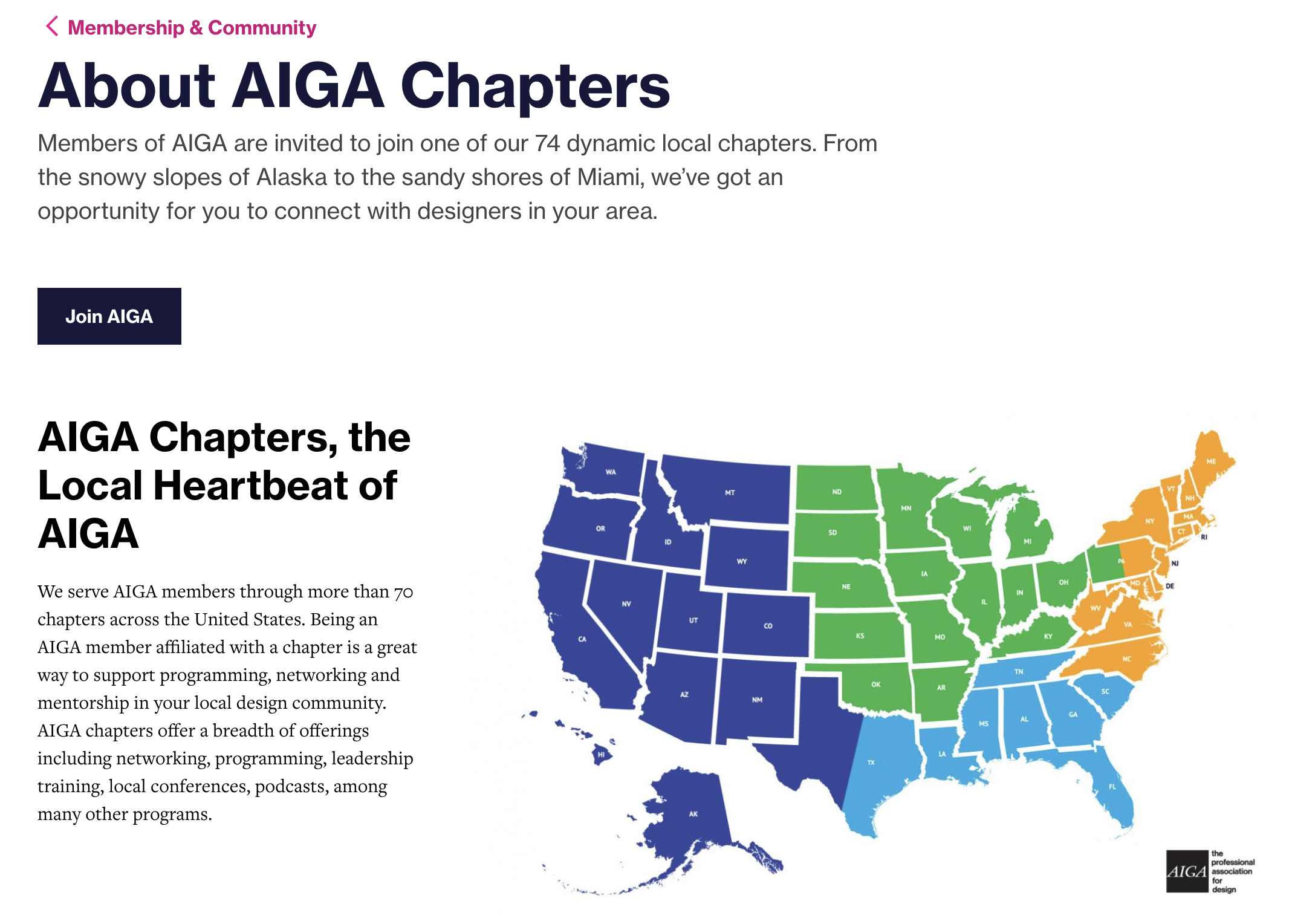 screenshot of aiga chapters