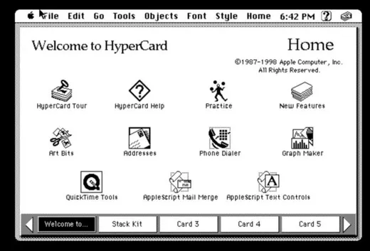 MacOS Hypercard menu