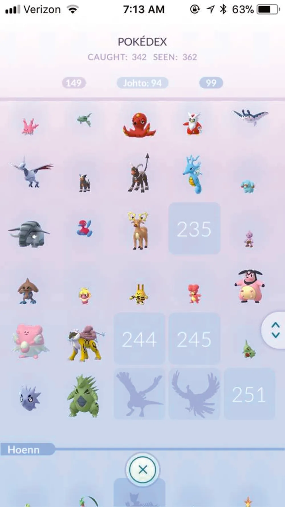 Pokémon Go pokédex