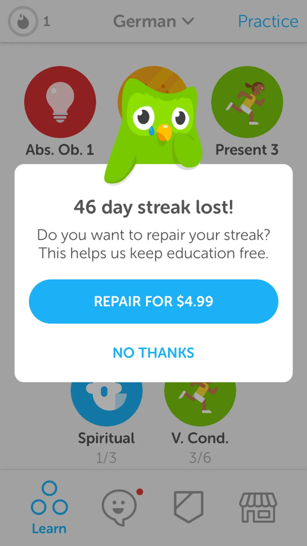 Streak repair offer