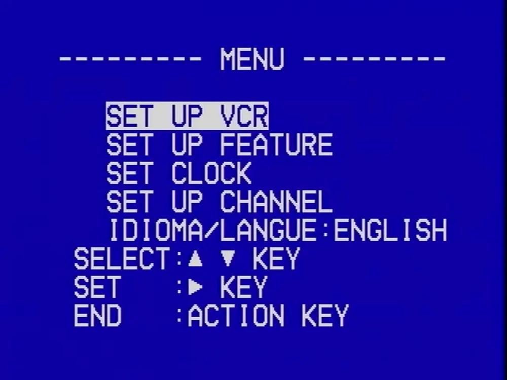 VCR menu