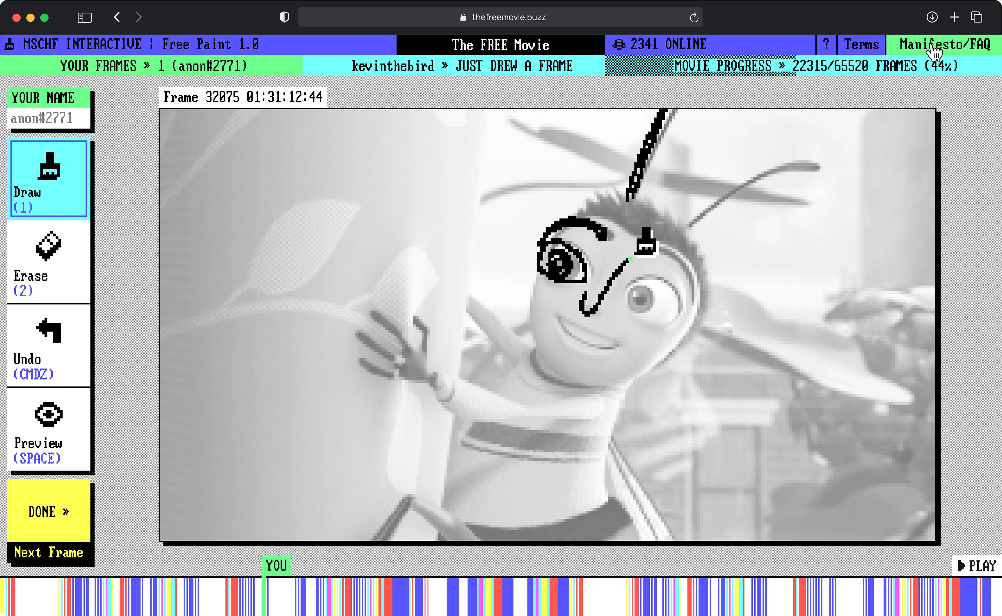 Screenshot of MSCHF’s The FREE Movie. 