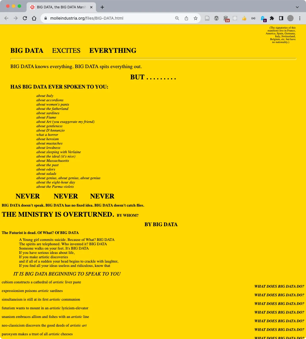 Screenshot of Molleindustria’s BIG DATA.