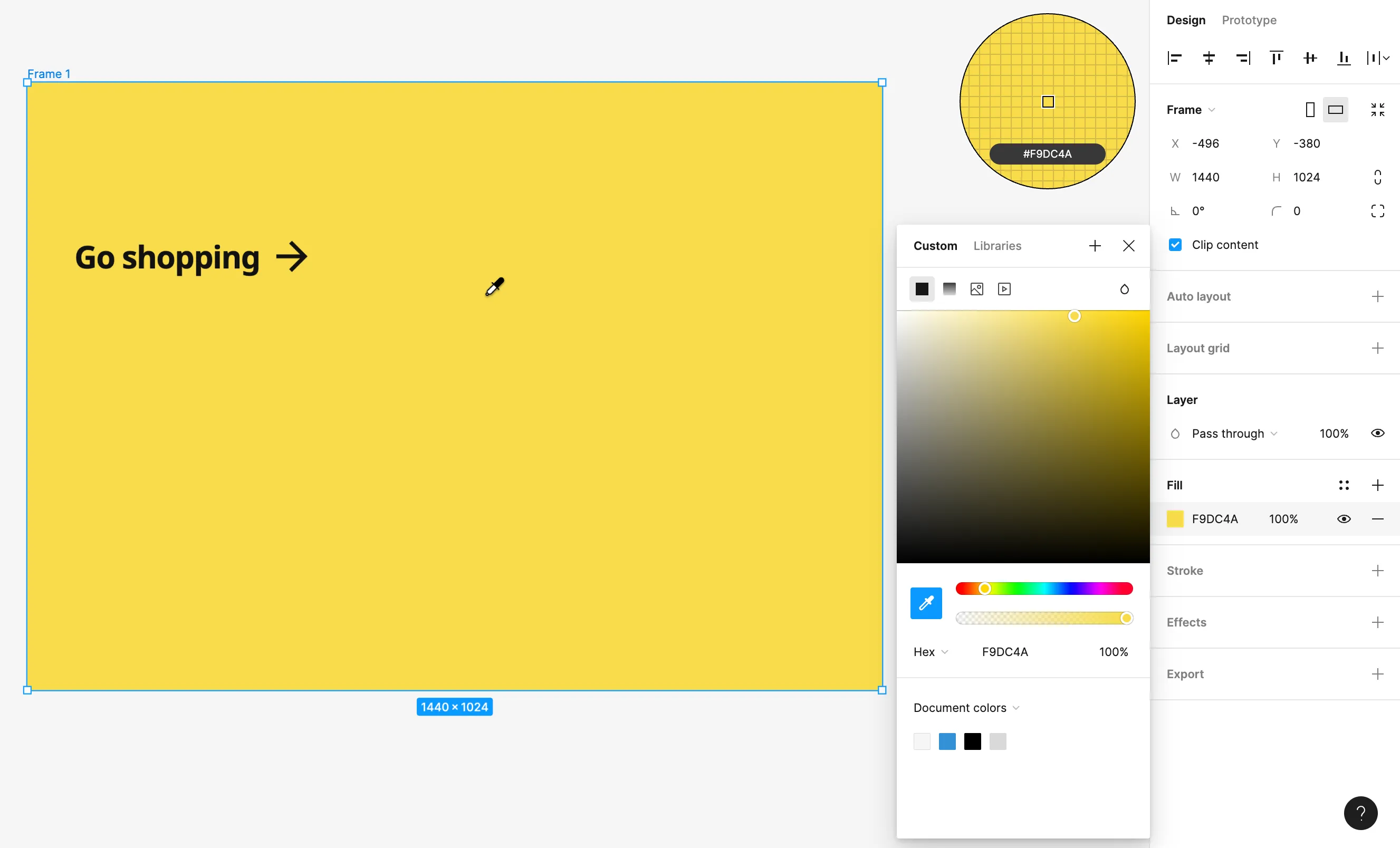 A screenshot showing how to use the eyedropper tool to select a color in a graphic.