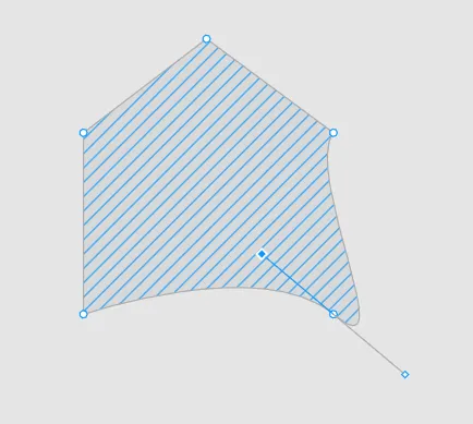 Screenshot of a five-sided shape in Figma and its anchor points.