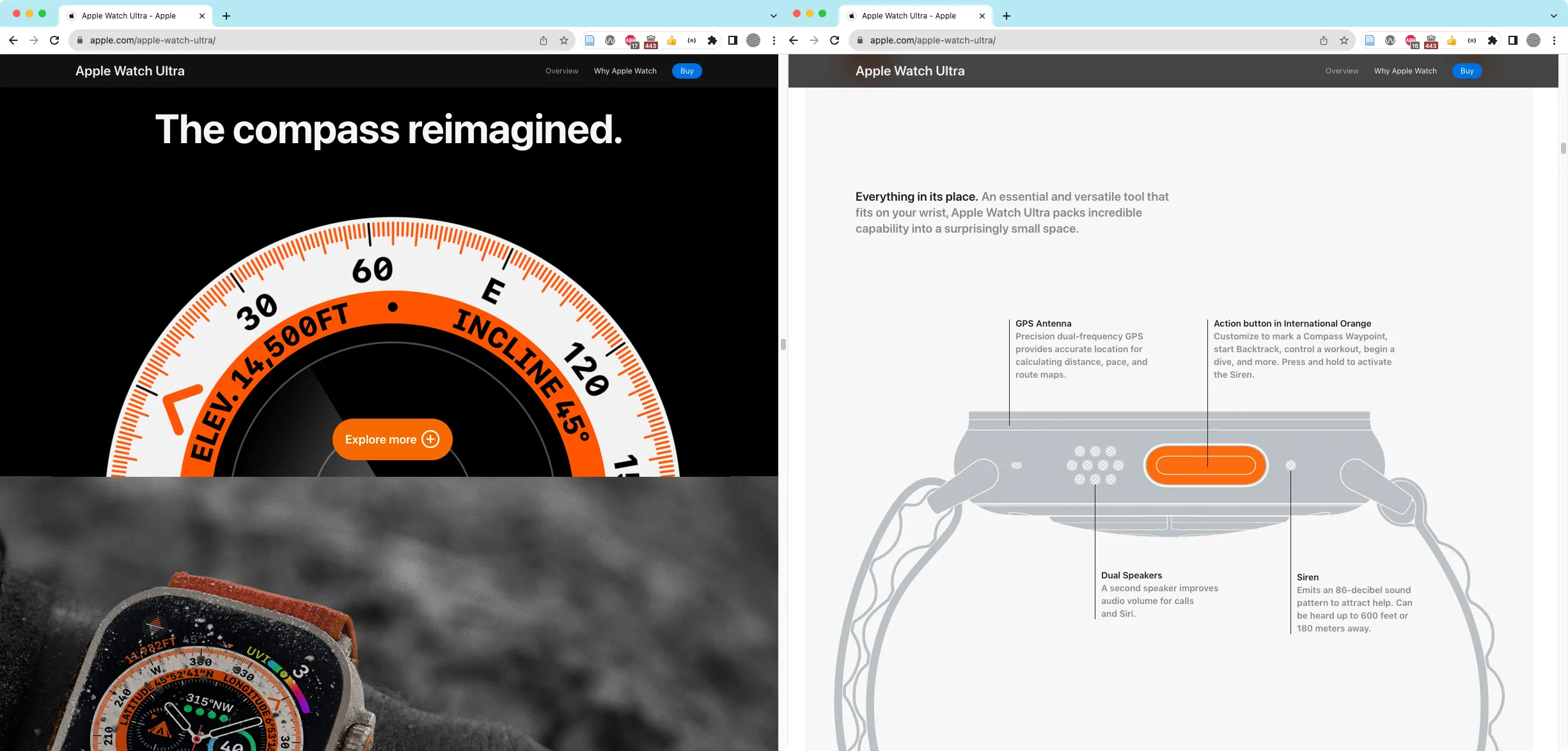 The Apple Watch Ultra home page