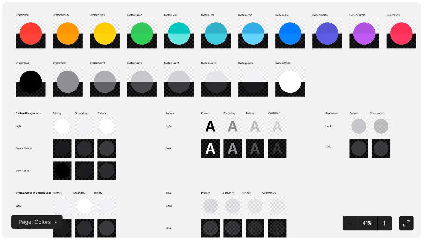 A screenshot of Apple's design template published on Figma