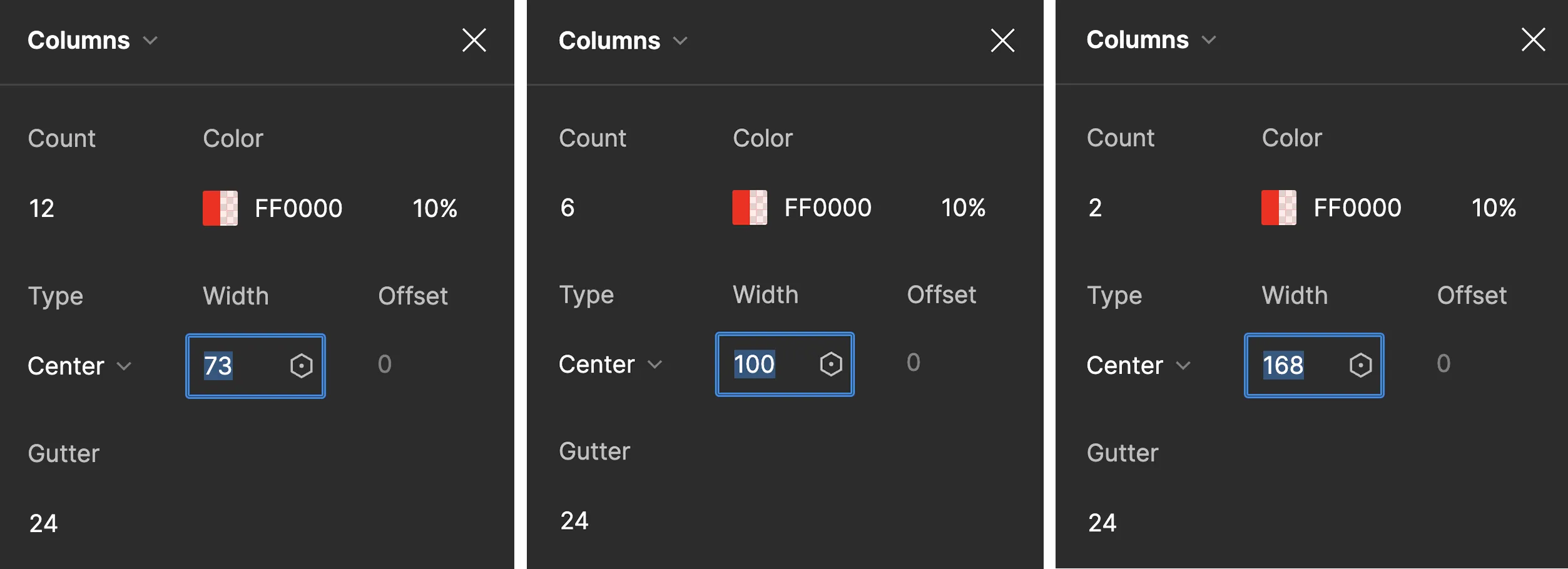 grid column settings