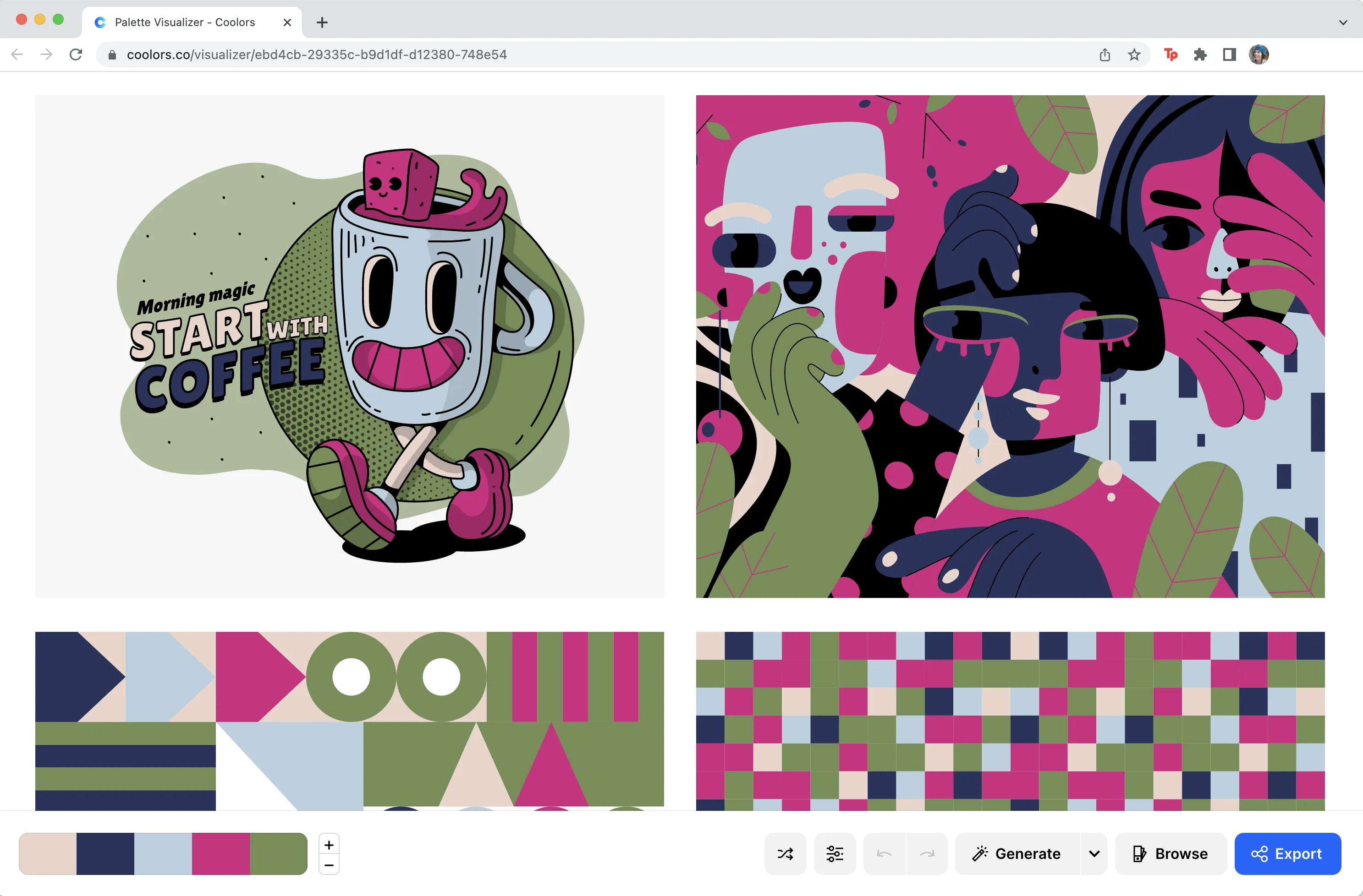 Screenshot of the results of pressing the “Visualize Colors” button.