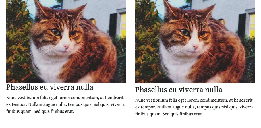 A screenshot showing before and after adding spacing above the heading