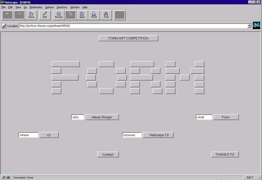 Screenshot from Alexei Shulgin’s Form Art  