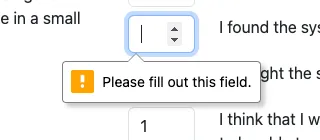 A screenshot showing an example of form validation thanks to the required attribute.