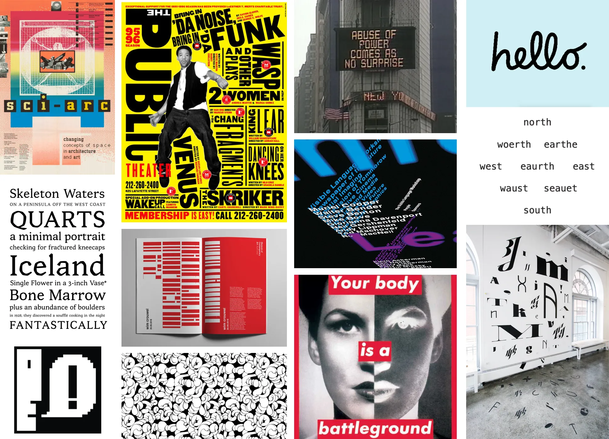  An image of a mood board with works made by women artists and designers