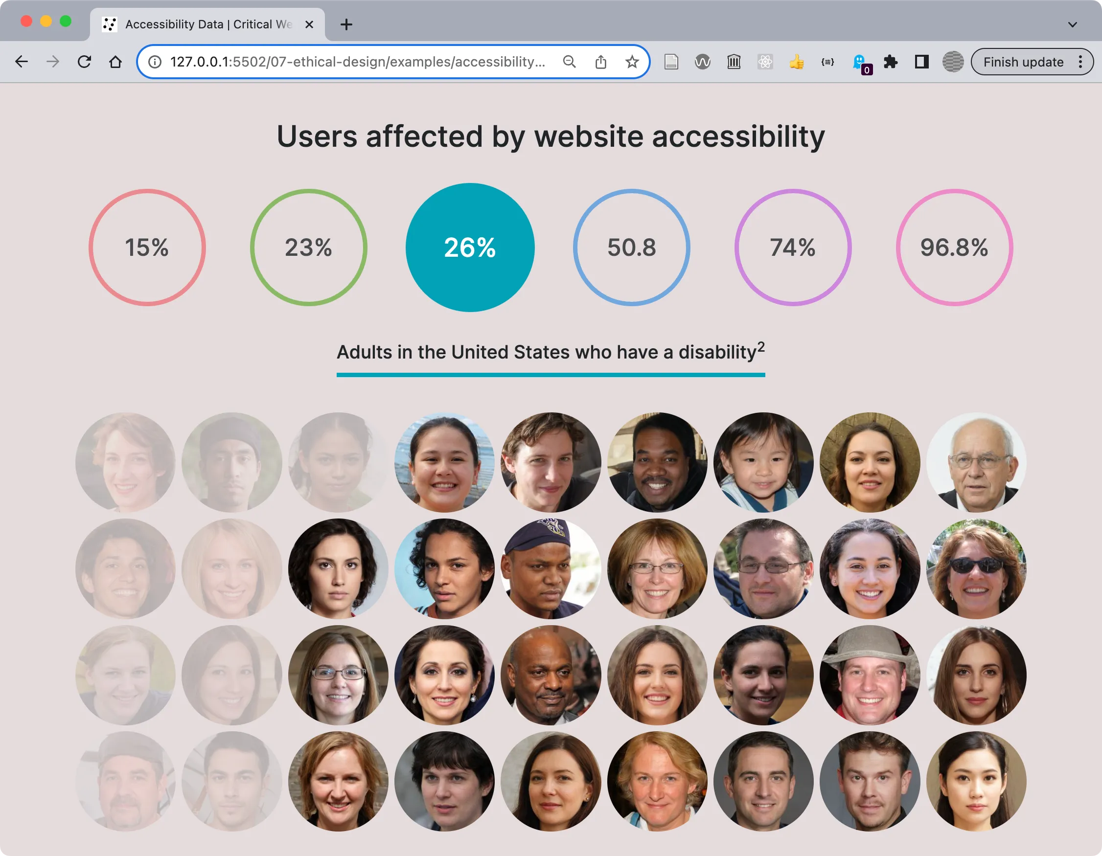 Screenshot of the page in development with a functioning navigation bar.