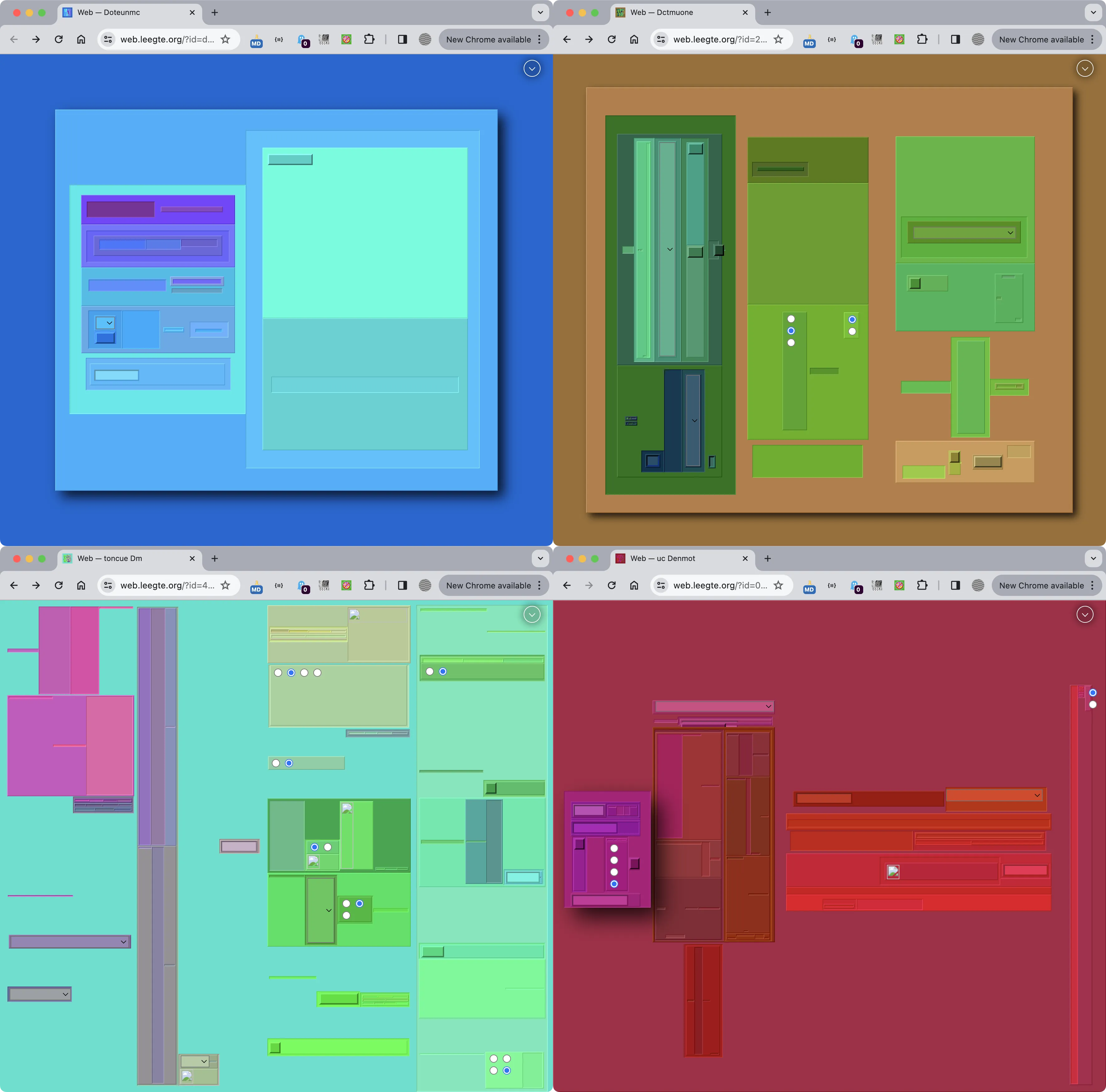Four screenshots of Web by Leegte and Superposition