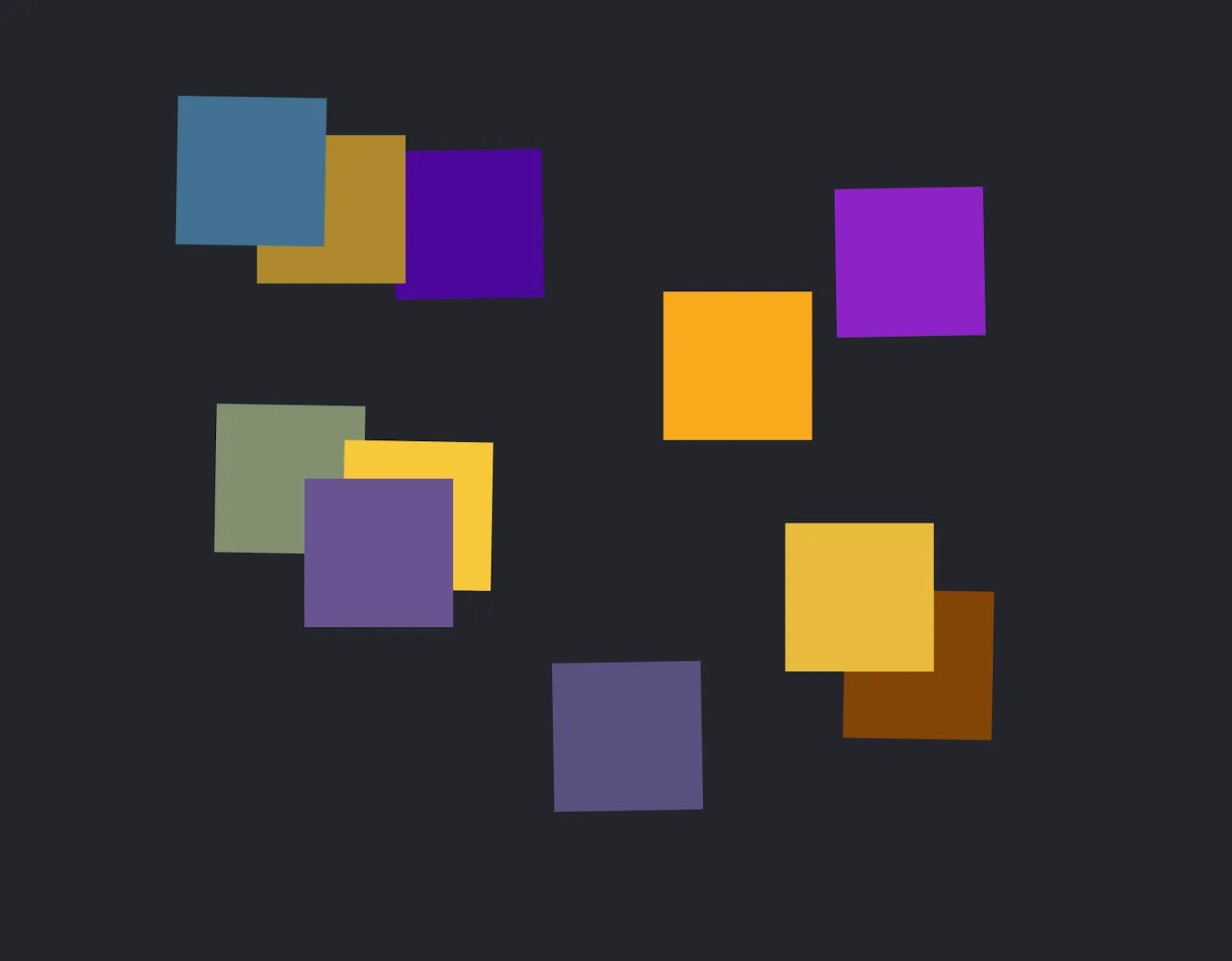 Myriad shapes in a variety of colors, sizes, and positions on a dark background.
