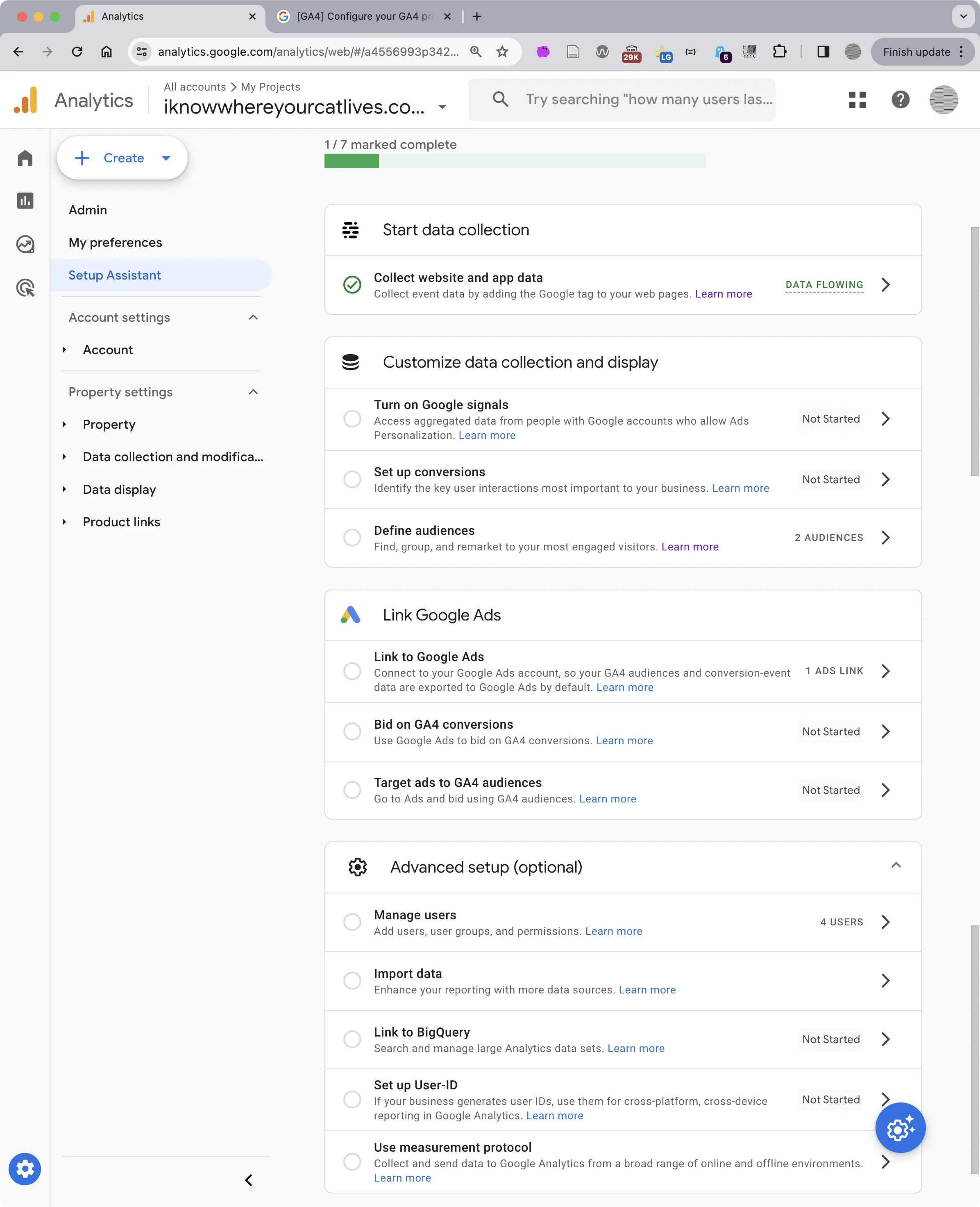 Screenshot of Google Analytics for Owen’s I Know Where Your Cat Lives page.