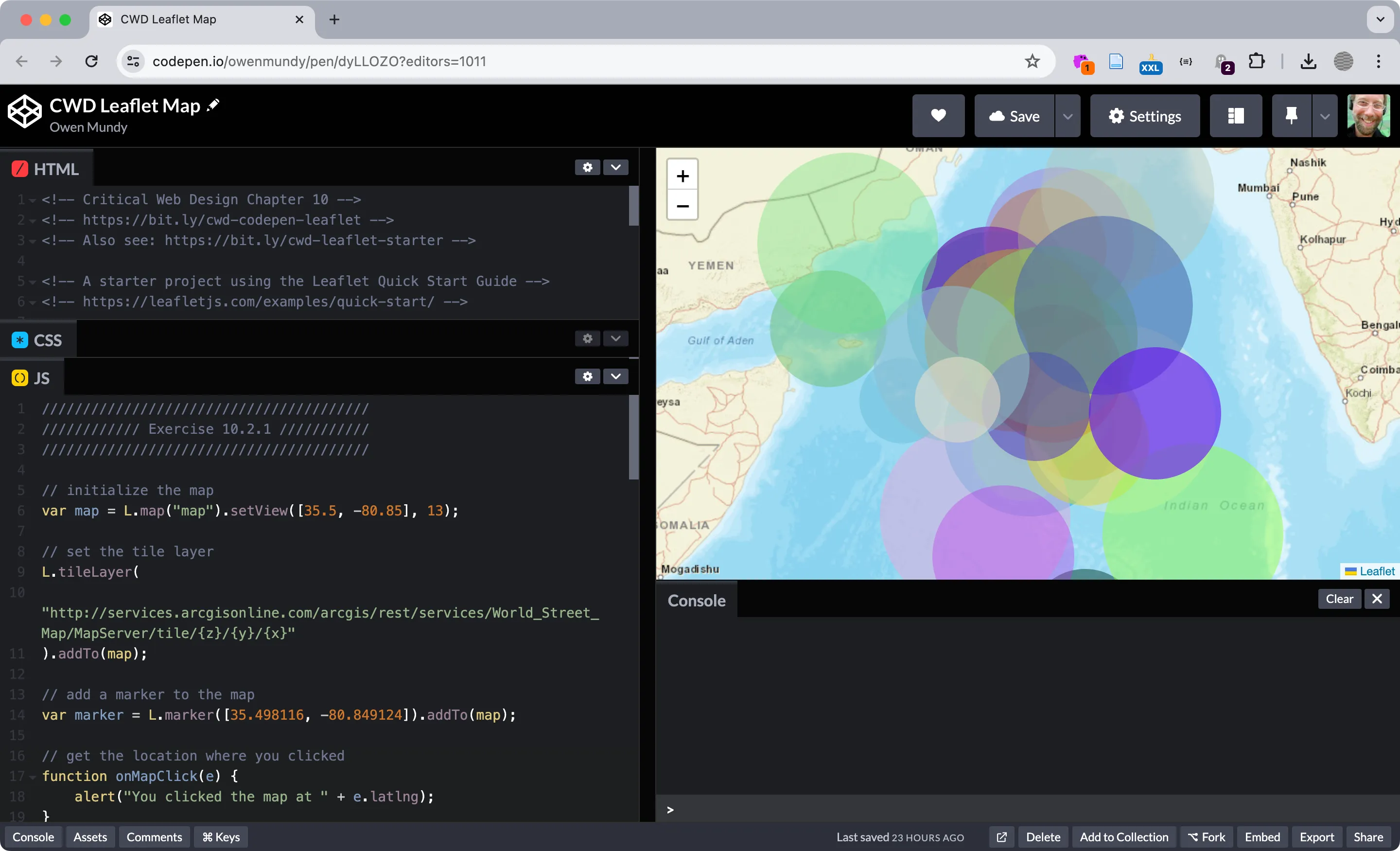 a map populated with fake data